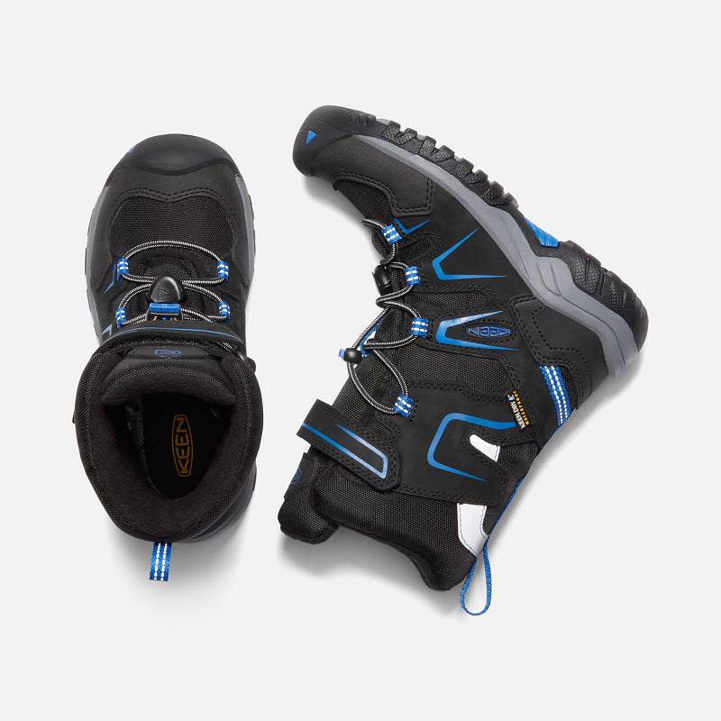 Keen Levo Waterproof Schneestiefel Kinder DE-30562 Black/Baleine Blue - Keen Kinderschuhe Schwarz